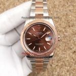 Copy Rolex Datejust II Oyster 41MM 2-Tone Rose Gold Stick Markers Fluted Bezel Brown Dial Watch
